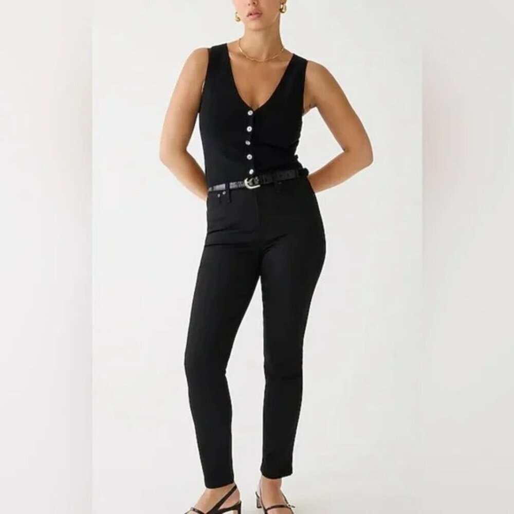 J. Crew Curvy Vintage Slim Straight Black Denim Jean Womens Sz 31 Tall